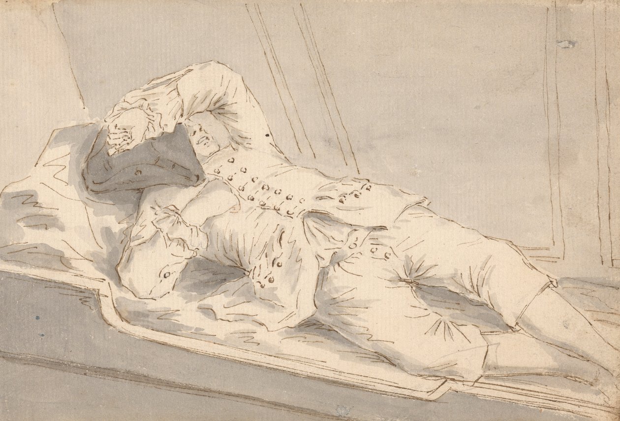 Man sover i en brits ombord på ett skepp av Louis Philippe Boitard