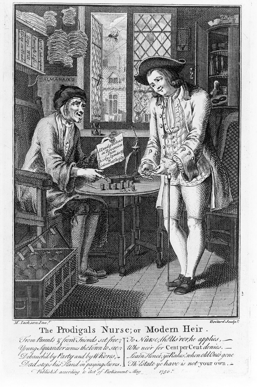 Den förlorade sjuksköterskan eller modern arvtagare, pub. 1750 av Louis Philippe Boitard