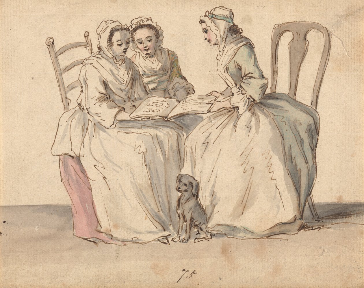 Tre sittande damer av Louis Philippe Boitard