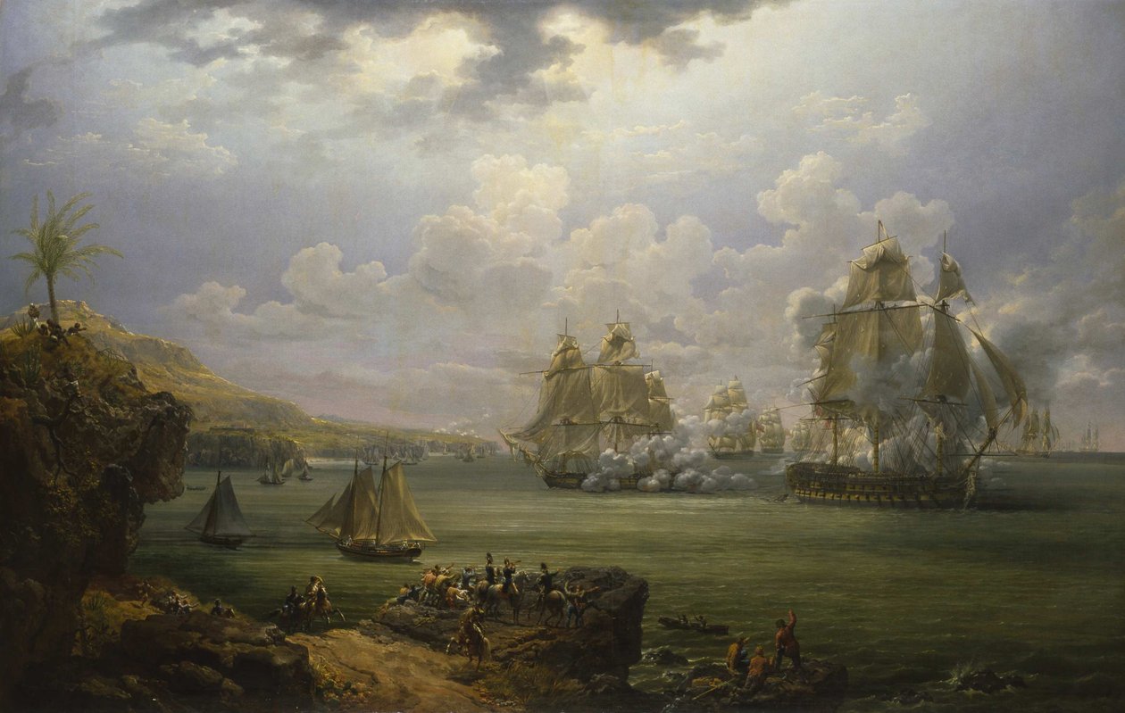 Fregatten Poursuivantes kamp mot det brittiska fartyget Hercule, 28 juni 1803, 1803. av Louis Philippe Crepin