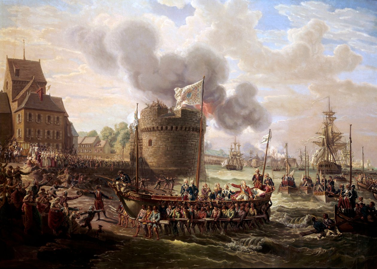 Kung Ludvig XVI besöker verken i hamnen i Cherbourg den 23/06/1786 Målning av Louis Philippe Crepin (1772-1851) 1786 Paris, Musee du Louvre. av Louis Philippe Crepin