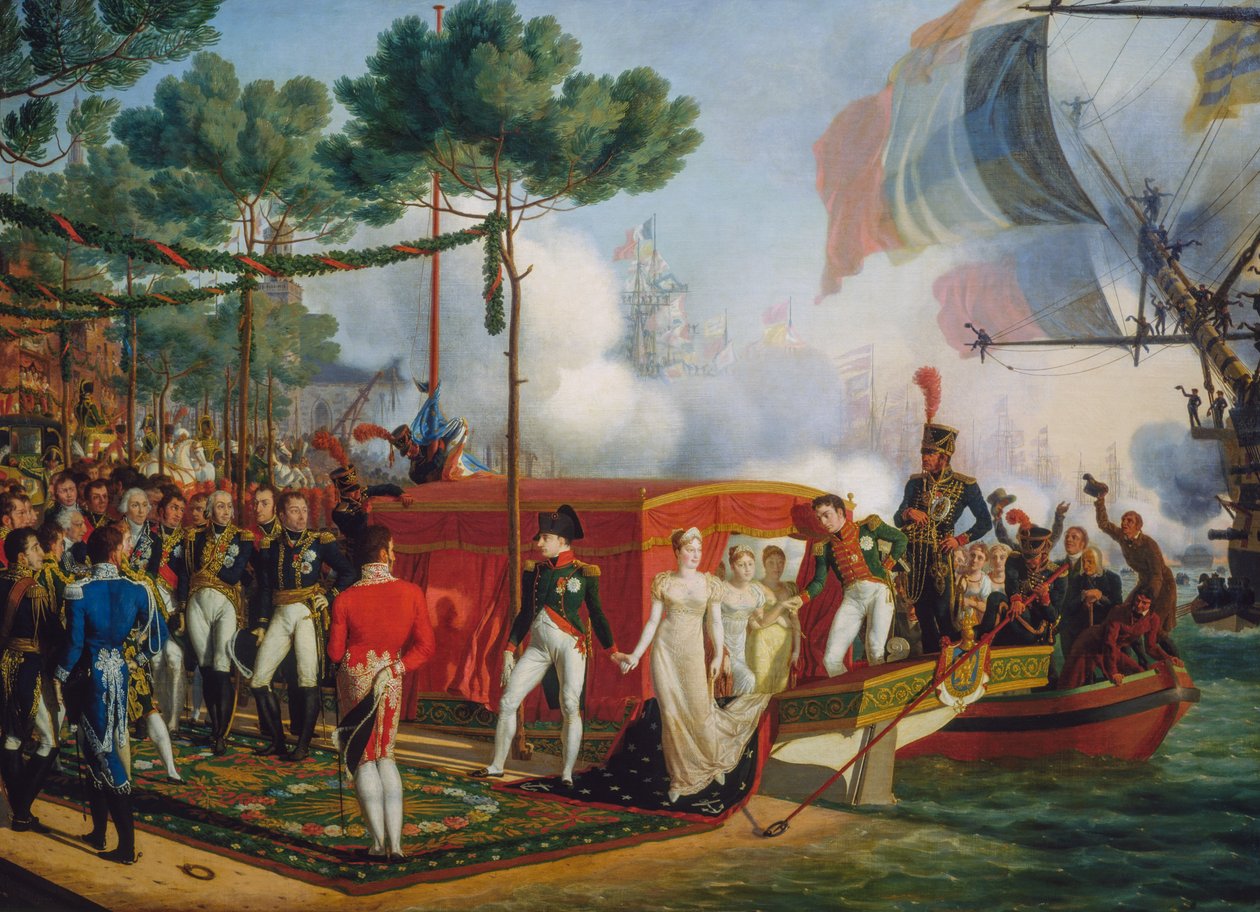 Napoleon Bonaparte och Marie Louise landar i Antwerpen av Louis Philippe Crepin