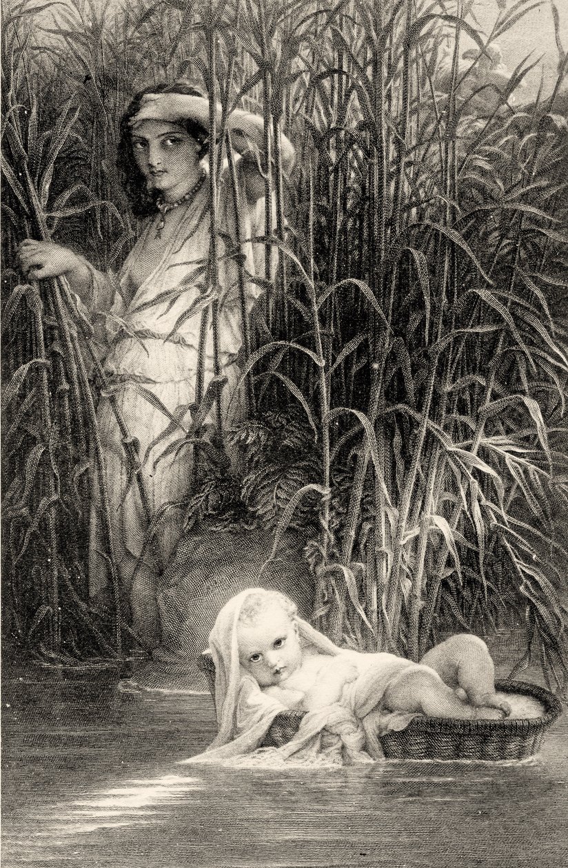 Moses upptäckte på Nilen av Louis Pierre Henriquel Dupont