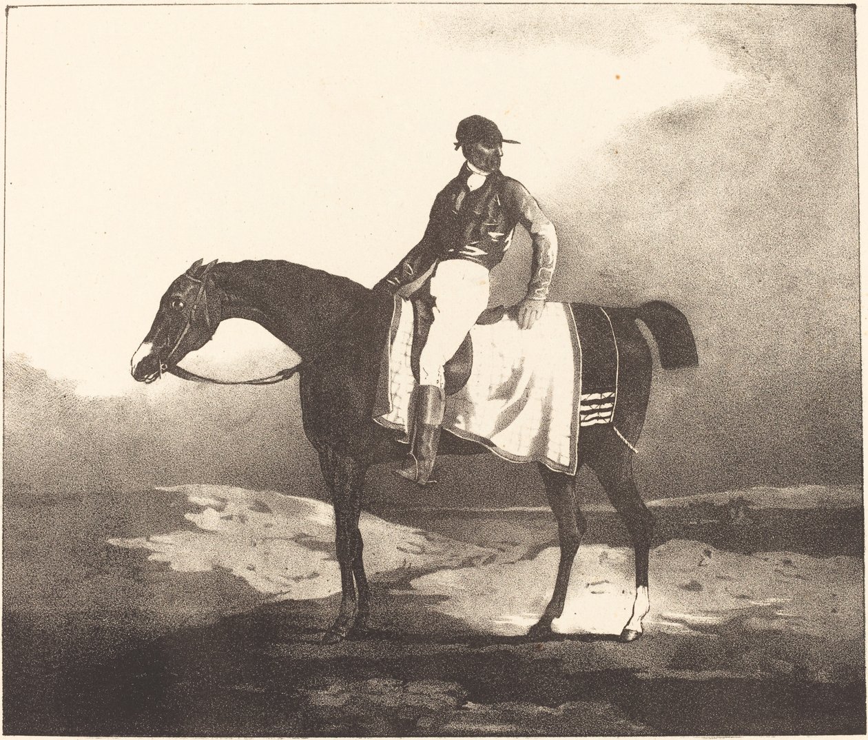 Brittisk häst och jockey av Louis Pierre Marie Courtin after Théodore Gericault