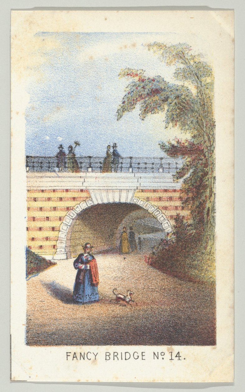 Fancy Bridge nr. 14, från serien, Views in Central Park, New York, del 3, 1864. av Louis Prang