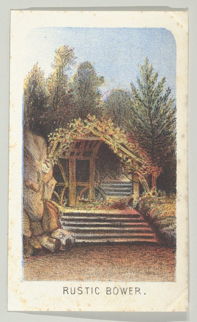 Rustic Bower, från serien, Views in Central Park, New York, del 3, 1864. av Louis Prang
