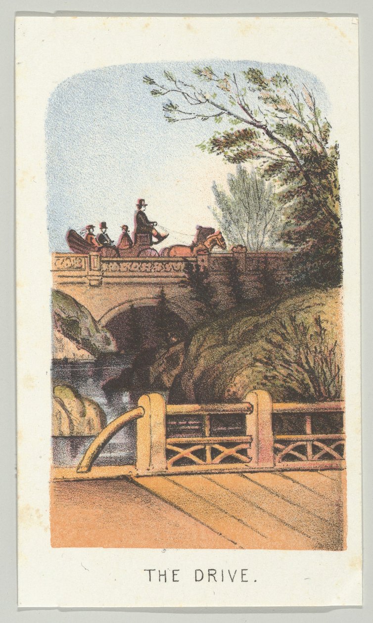 The Drive, från serien, Views in Central Park, New York, del 2, 1864. av Louis Prang