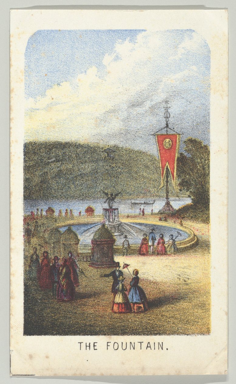 The Fountain, från serien, Views in Central Park, New York, del 3, 1864. av Louis Prang
