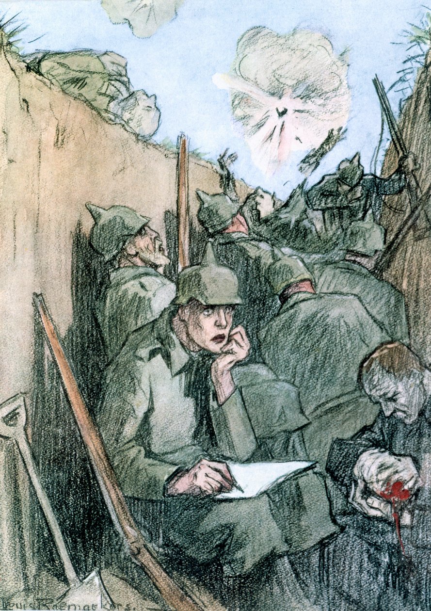 "Ett brev från de tyska skyttegravarna", 1916 av Louis Raemaekers