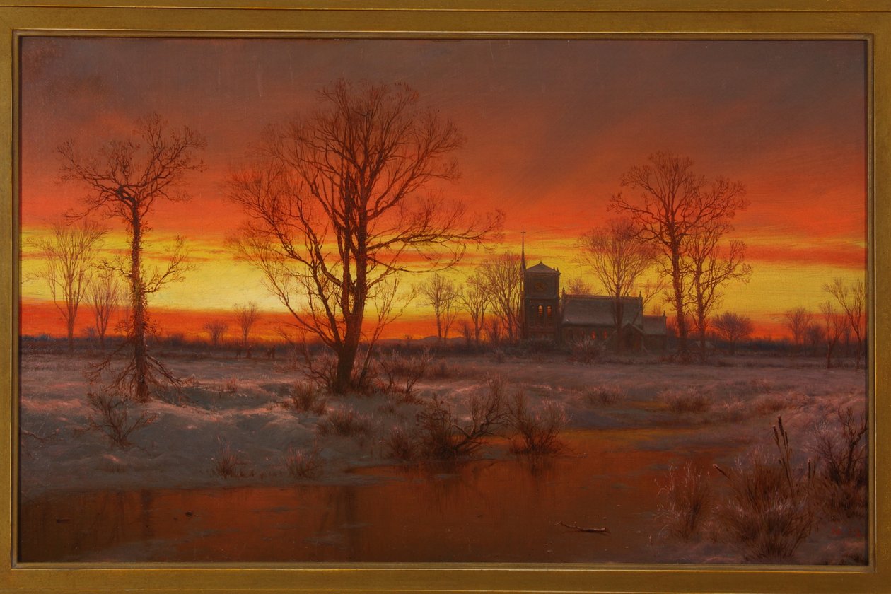 Solnedgång, vintern 1862 (olja på duk) av Louis Rémy Mignot