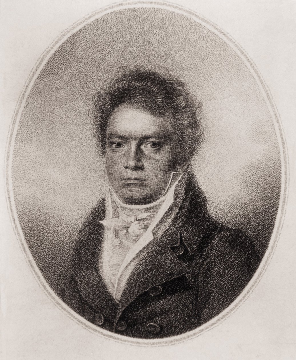 Beethoven, Ludwig, skåpbil. Tysk kompositör (gravyr) av Louis Rene Letronne
