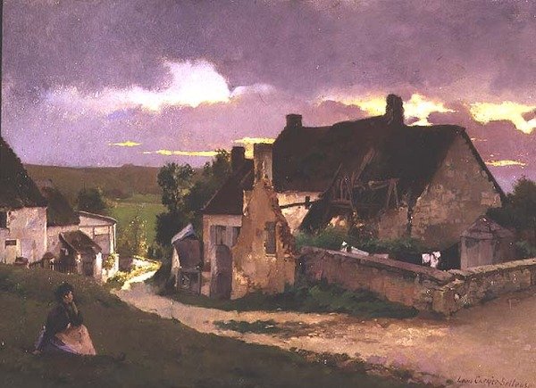En figur vid en stuga av Louis Robert Carrier Belleuse