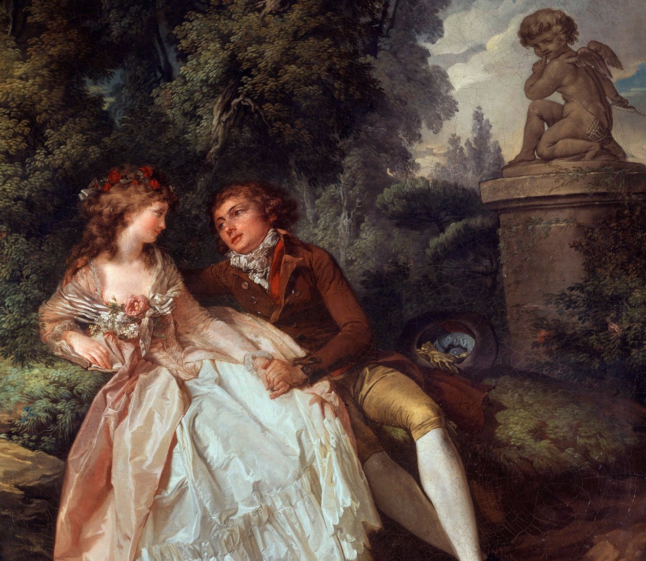 Galante Scen (med Amor) detalj av målningen av Louis Trinquesse (1746-1800) 1700-talsturer, Musee des Beaux Arts av Louis Rolland Trinquesse