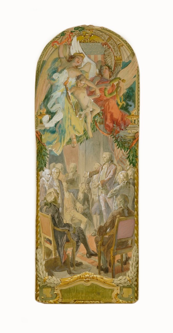 En lagstiftande session (studie för panel, Old Senate Office Building) av Louis Schaettle