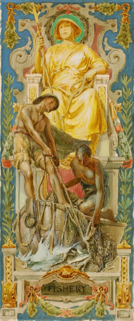 Fiskeri (studie för panel, Old Senate Office Building) av Louis Schaettle
