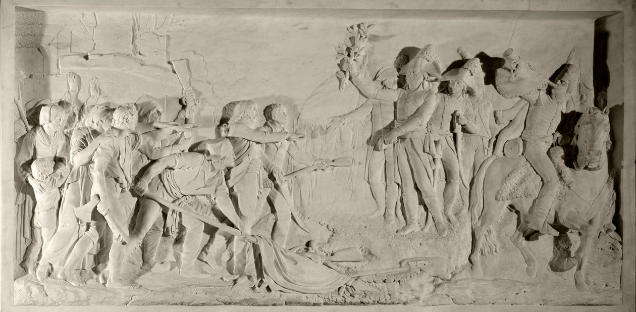 Vendeekriget: pacifiering av Vendeen av general Lazare Hoche (1768-1797) 1796. Lågrelief i marmor snidad av Simon Louis Boizot (1743-1809). 1800. Versailles, slottsmuseum av Louis Simon Boizot