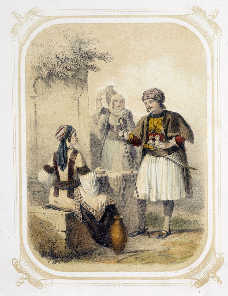 Greklands invånare - i "" Album av den unge resenären", illustrerad av Louis Lassalle av Louis Simon Lassalle