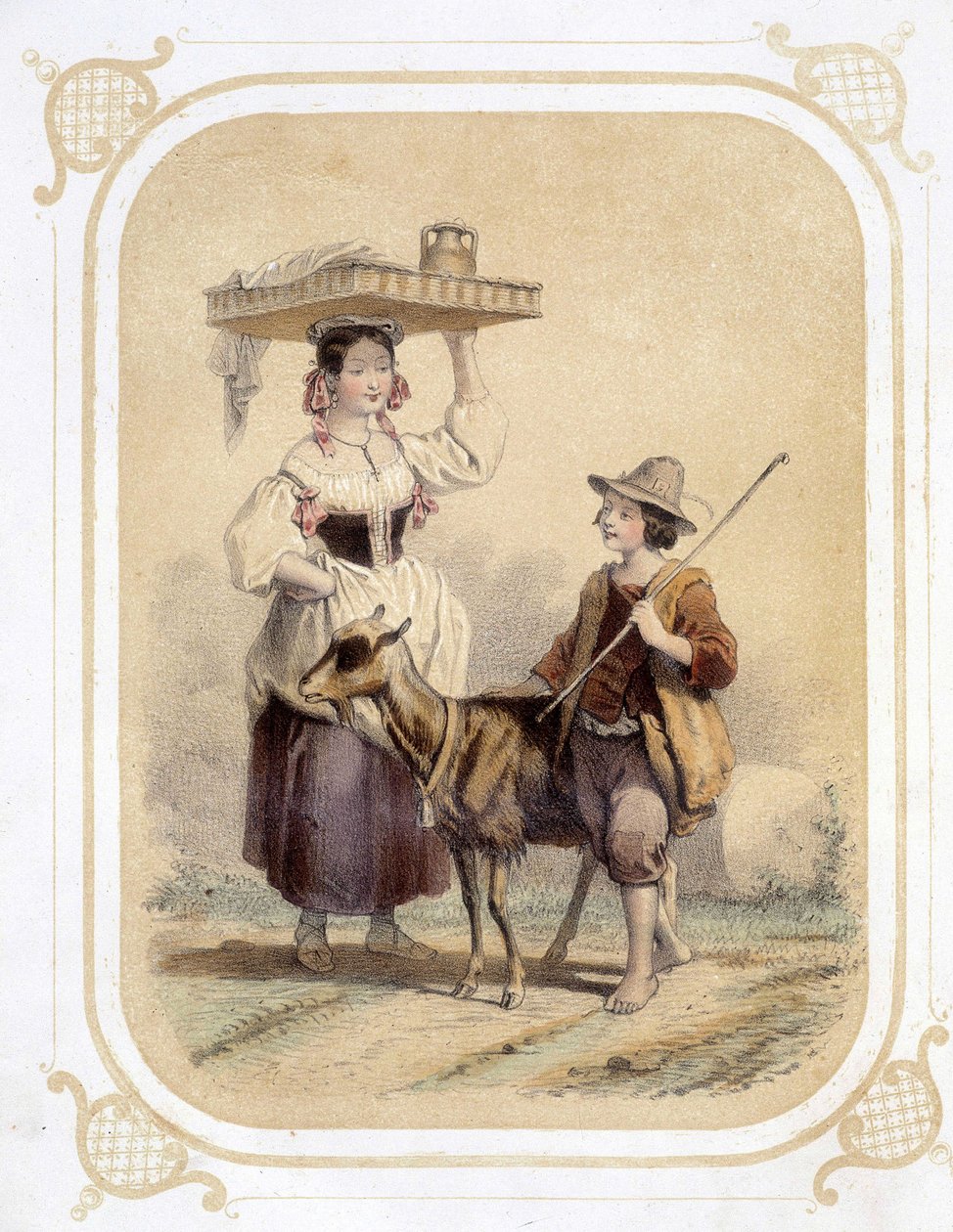 Italiensk herde och herde - i "" Album av den unge resenären", illustrerad av Louis Lassalle av Louis Simon Lassalle