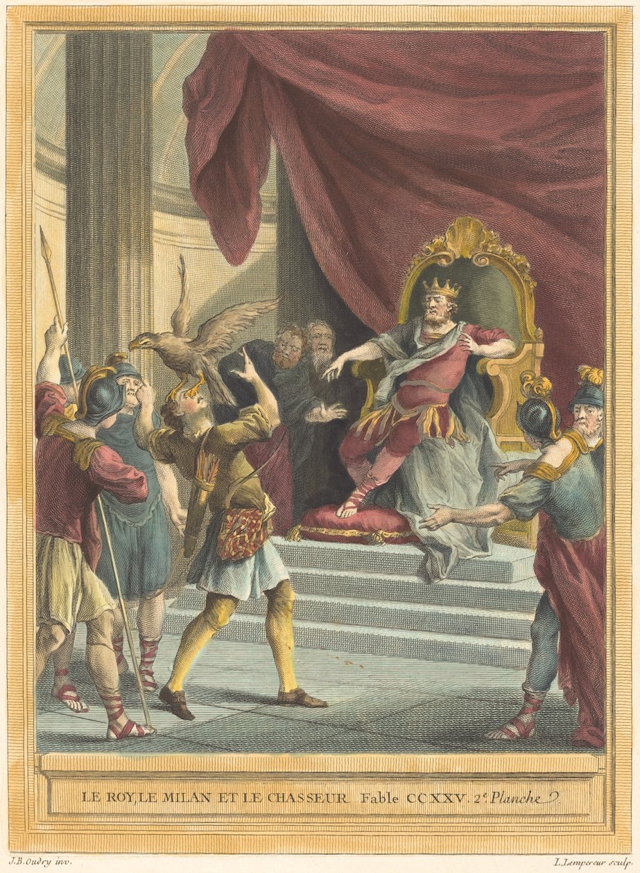Kungen, draken och jägaren av Louis Simon Lempereur after Jean Baptiste Oudry