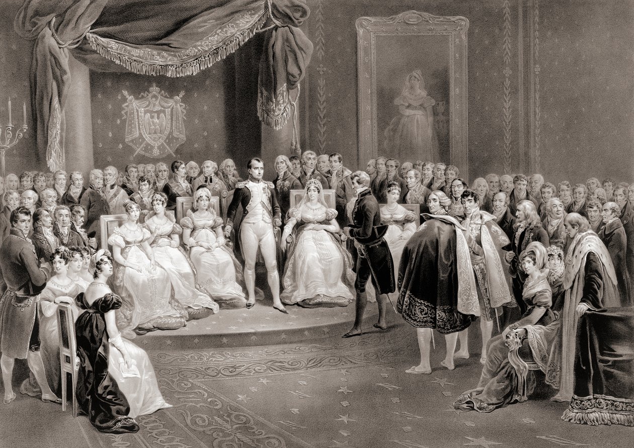 Napoleon och hans hov. (skriva ut) av Louis Stanislas (after) Marin Lavigne