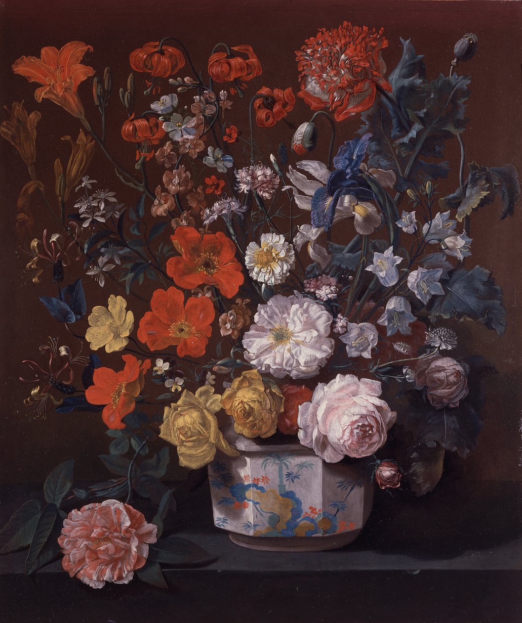 Blommor i en Chantilly-vas, ca 1760 (olja på duk) av Louis Tessier