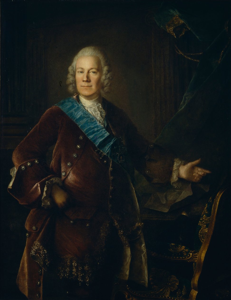 Porträtt av greve Alexey Petrovich Bestuzhev-Ryumin 1693-1766, 1757 av Louis Tocqué