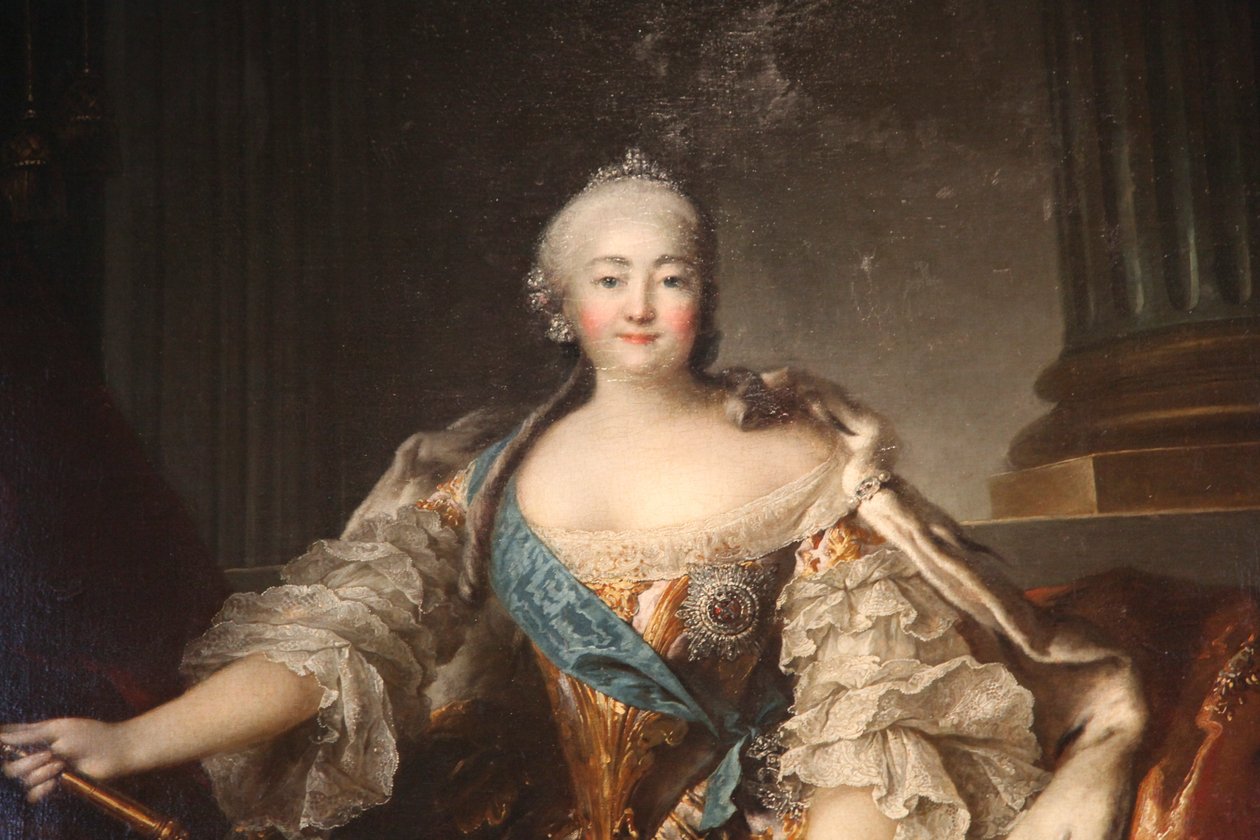 "Porträtt av kejsarinnan Elizabeth Petrovna", 1758 av Louis Tocqué