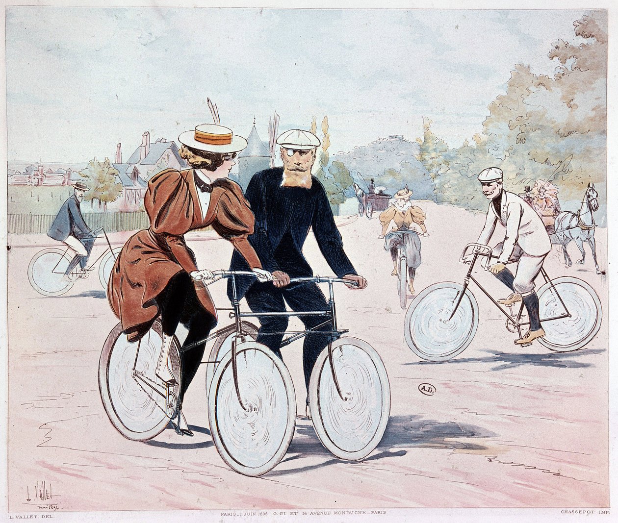 Tandem - teckning av L. Vallet av Louis Vallet