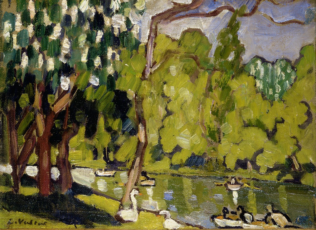 Båtar på sjön i Bois de Boulogne av Louis Valtat