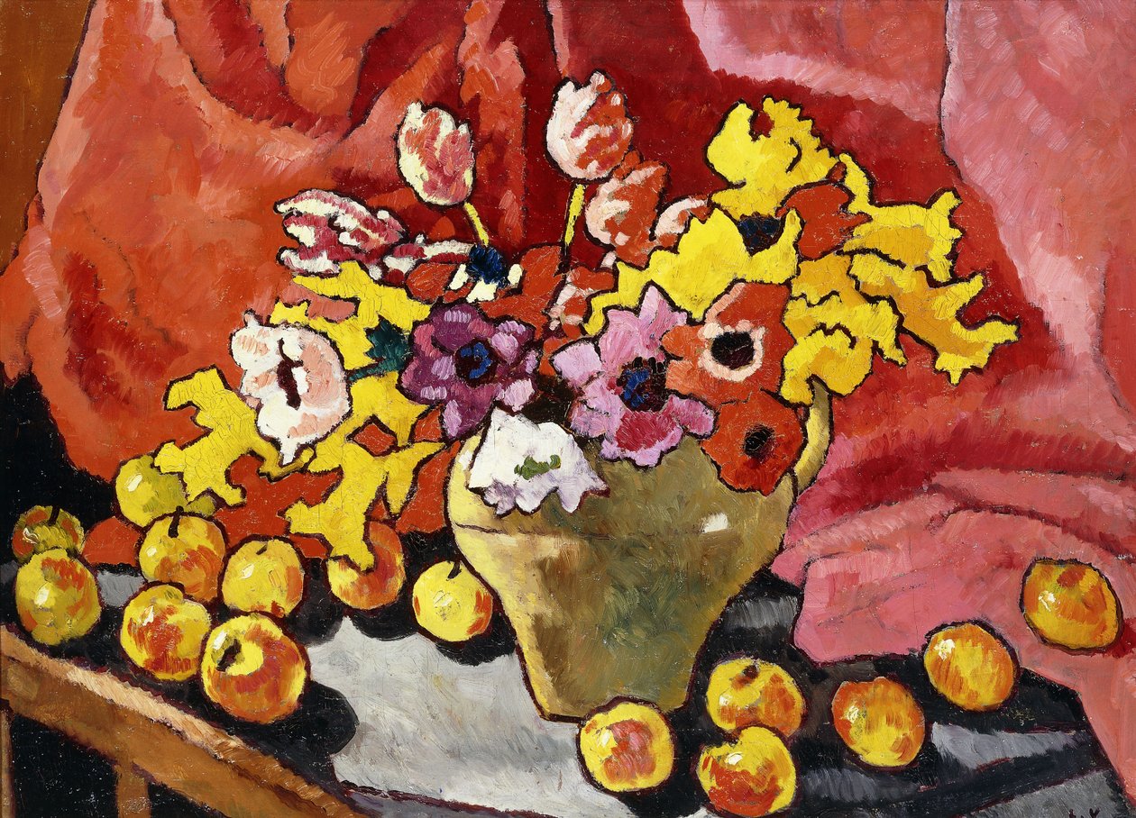 Kanna, anemoner, tulpaner och äpplen; Kanna, anemoner, tulpaner och äpplen av Louis Valtat