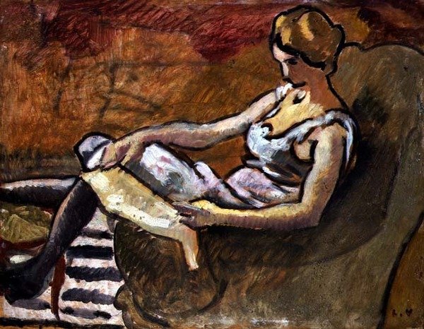 The Thinker, ca 1916 (olja på panel) av Louis Valtat