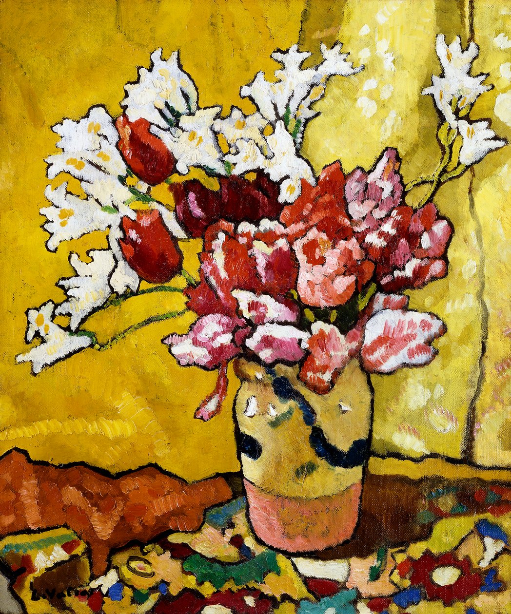 Vas, tulpaner och vita blommor av Louis Valtat