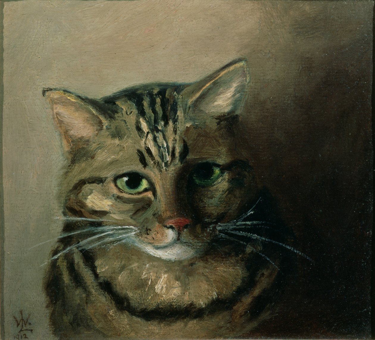 En huvudstudie av en Tabby Cat av Louis Wain