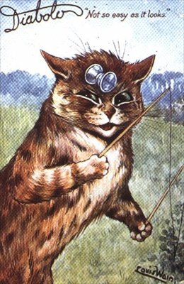 "Diabolo - inte så lätt som det ser ut" (vykort) av Louis Wain