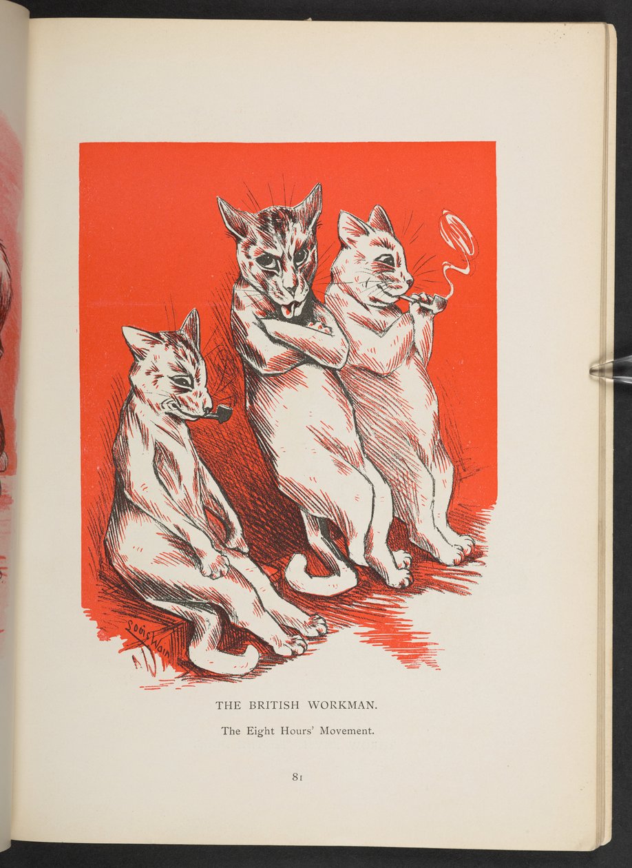 Den brittiske arbetaren - åttatimmarsrörelsen, från s. 81, Louis Wain Annual av Louis Wain