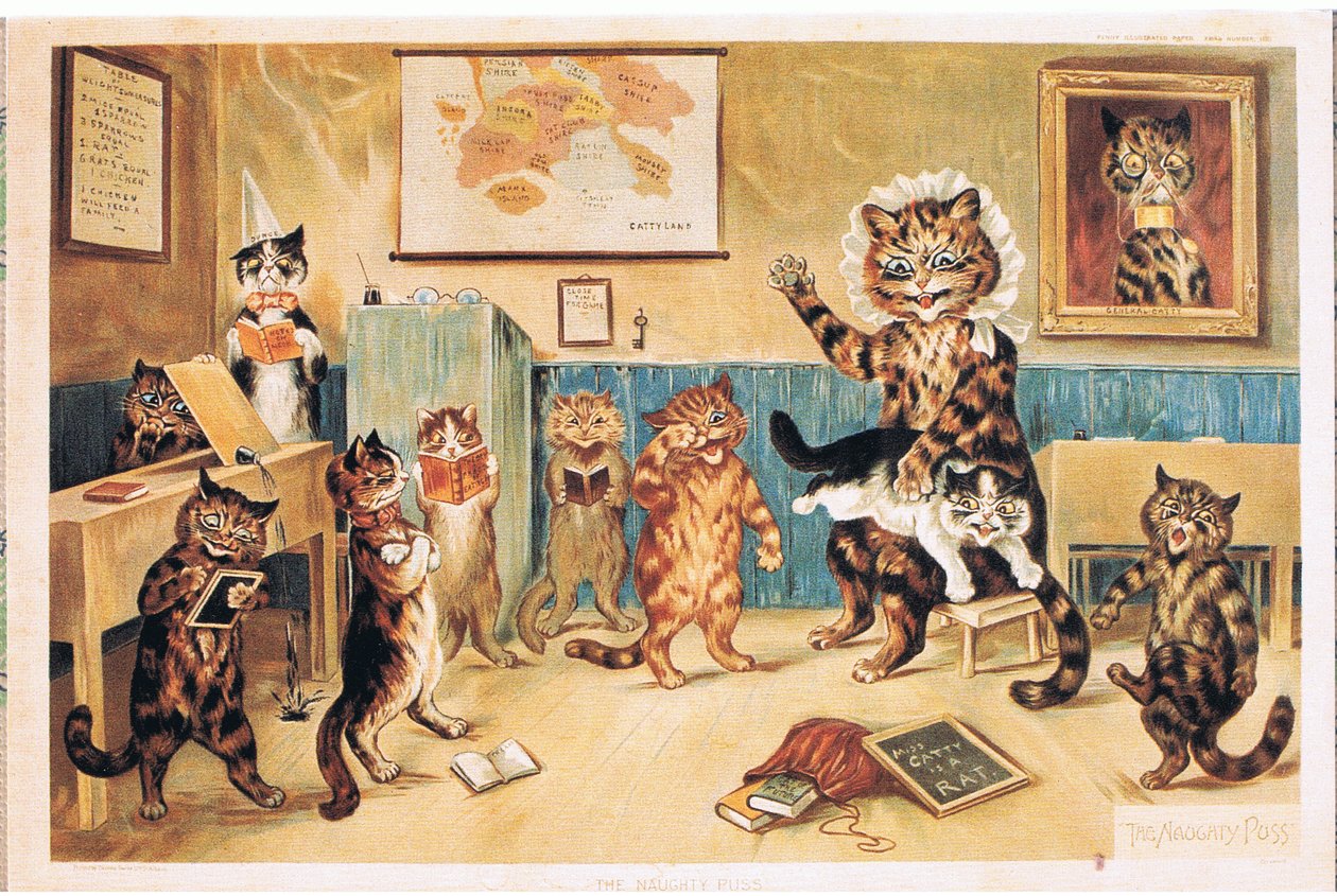 The Naughty Puss, Vykort, 1960-talet av Louis Wain