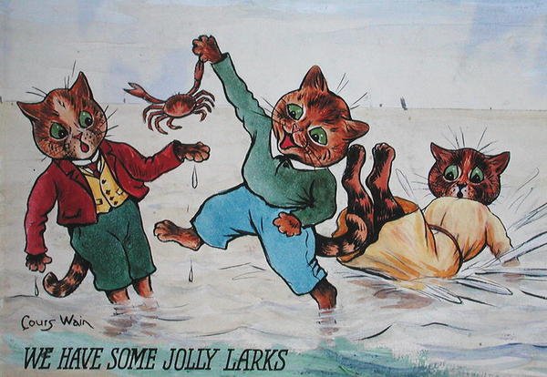 We Have Some Jolly Larks (akvarell och kroppsfärg på papper) av Louis Wain