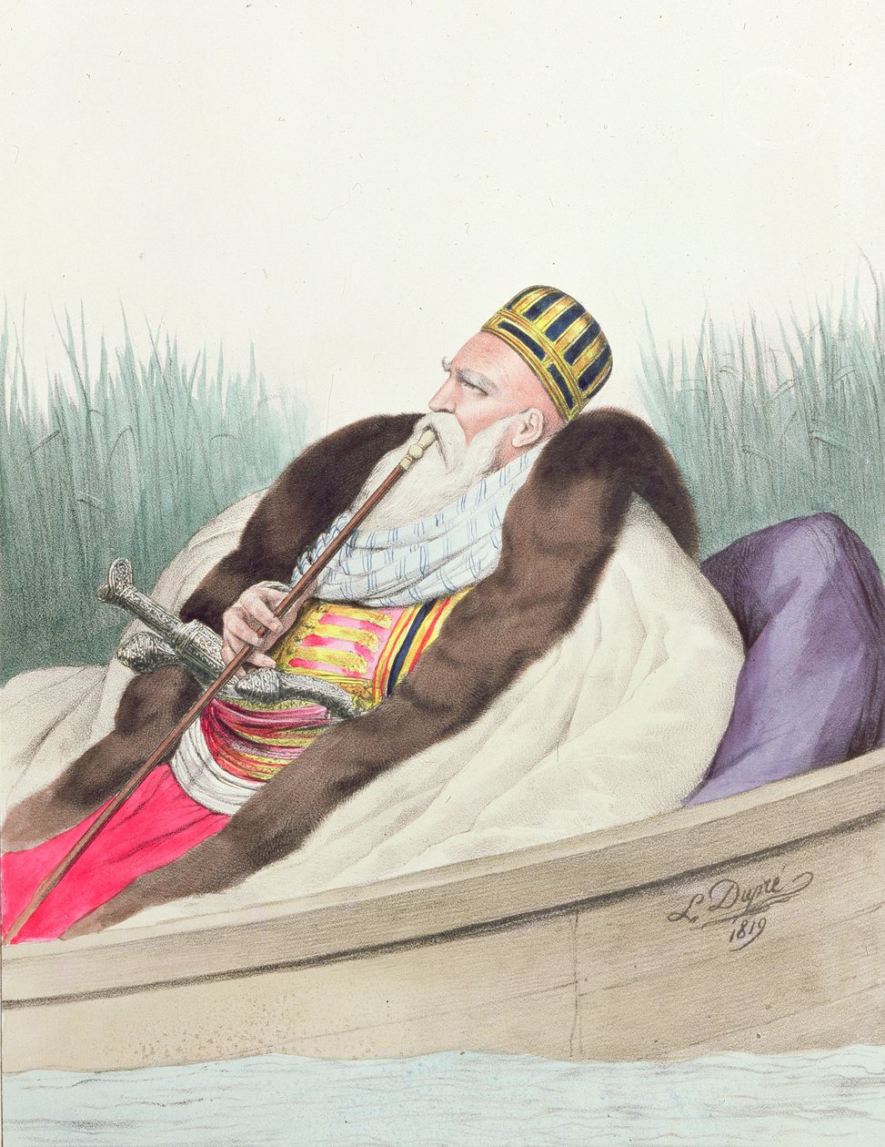 Ali de Tebelen (1741-1822), Pascha av Janina, tecknad från naturen vid sjön Butrinto av Louis after Dupre