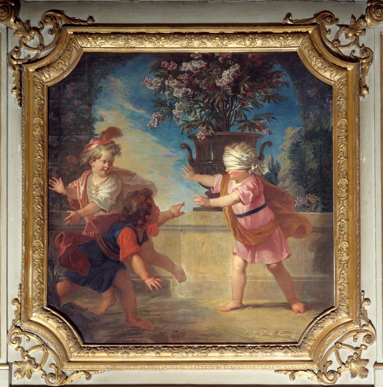 Duvans spel. Dörrtopp målad av Louis Boullongne Le Jeune (1654-1733) av Louis de Boullongne