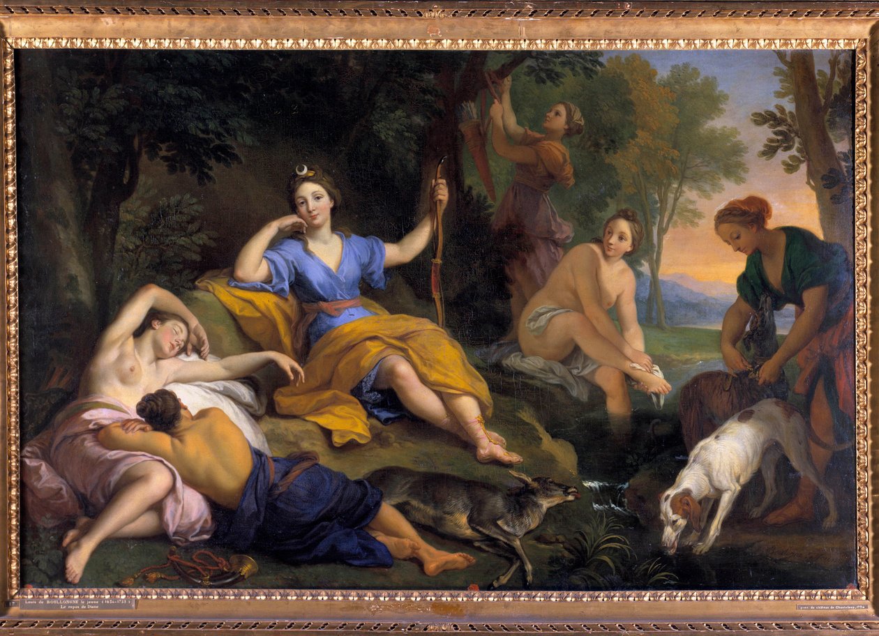 Resten av gudinnan Diane och hans följeslagare Målning av Louis Boullongne den unge (1654-1733) 1700-talssön. 1,05 x 1,63 m Rundturer, Musee des Beaux Arts av Louis de Boullongne