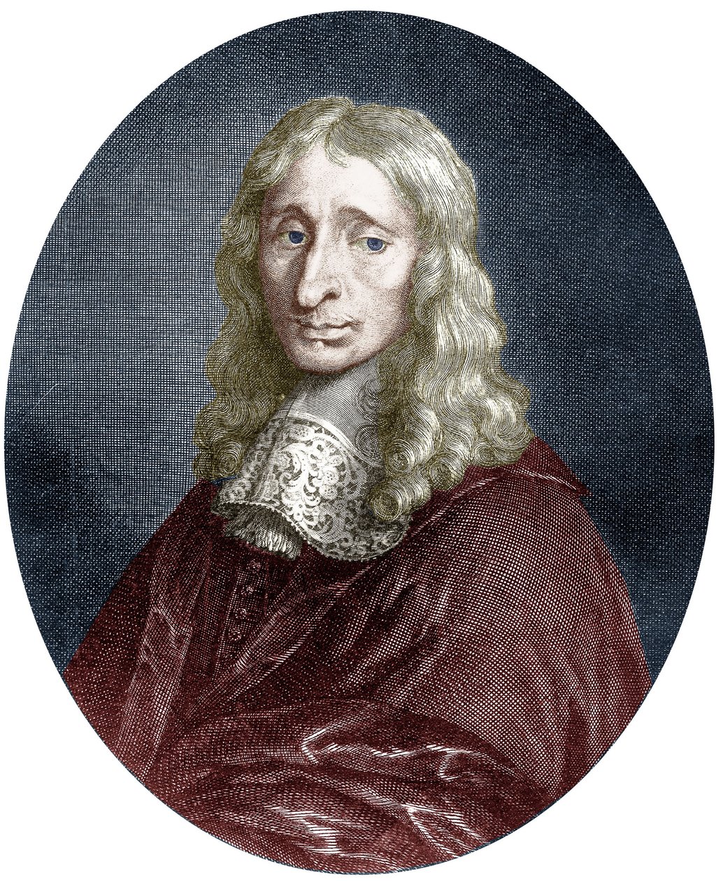 Francois Mansart (1598-1666) arkitekt av den franske kungen Ludvig XIII, gravyr, färgat dokument av Louis de (after) Namur