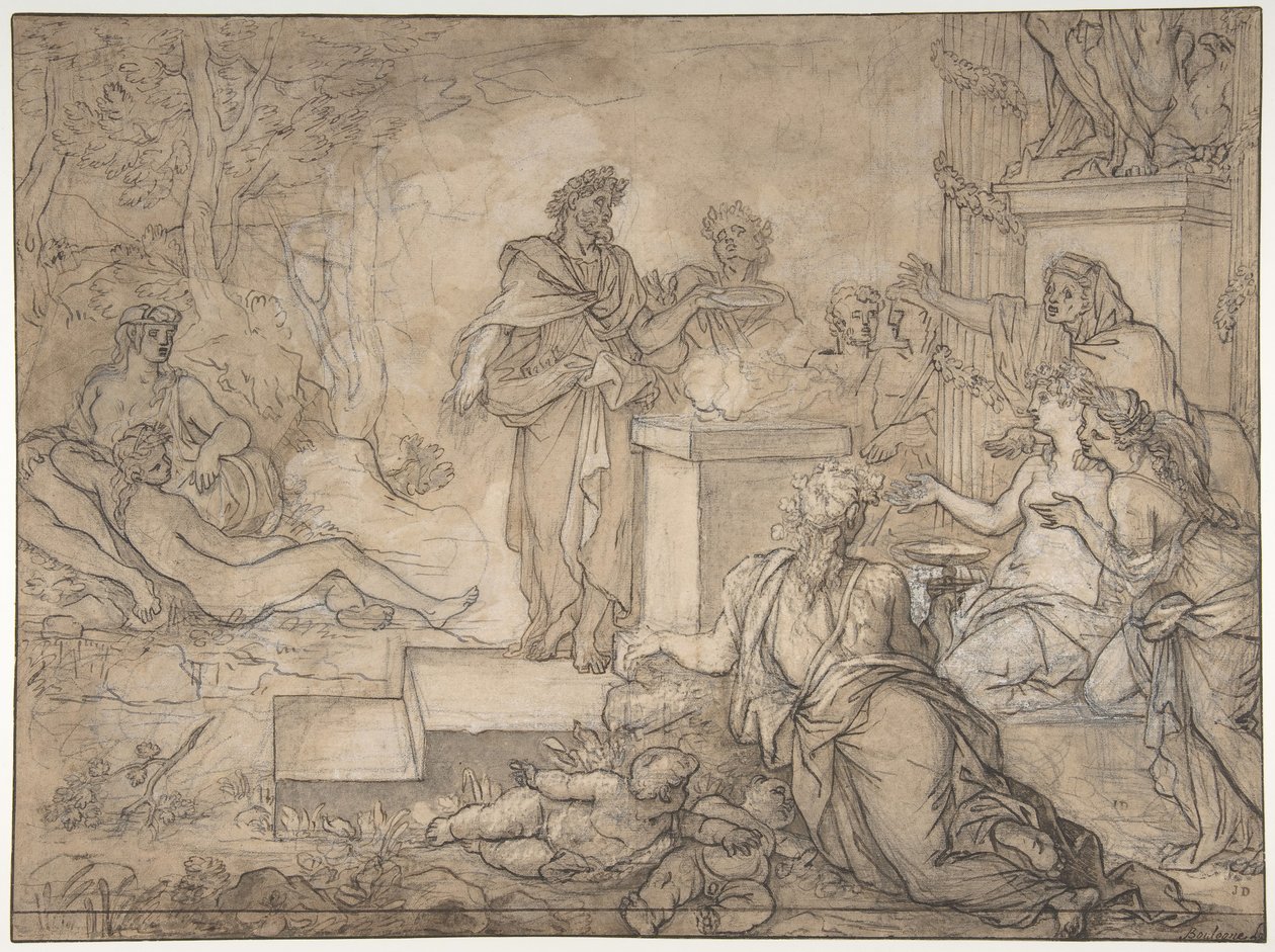Offer offrade inför en staty av Jupiter, 1600-talet. av Louis de Boullogne