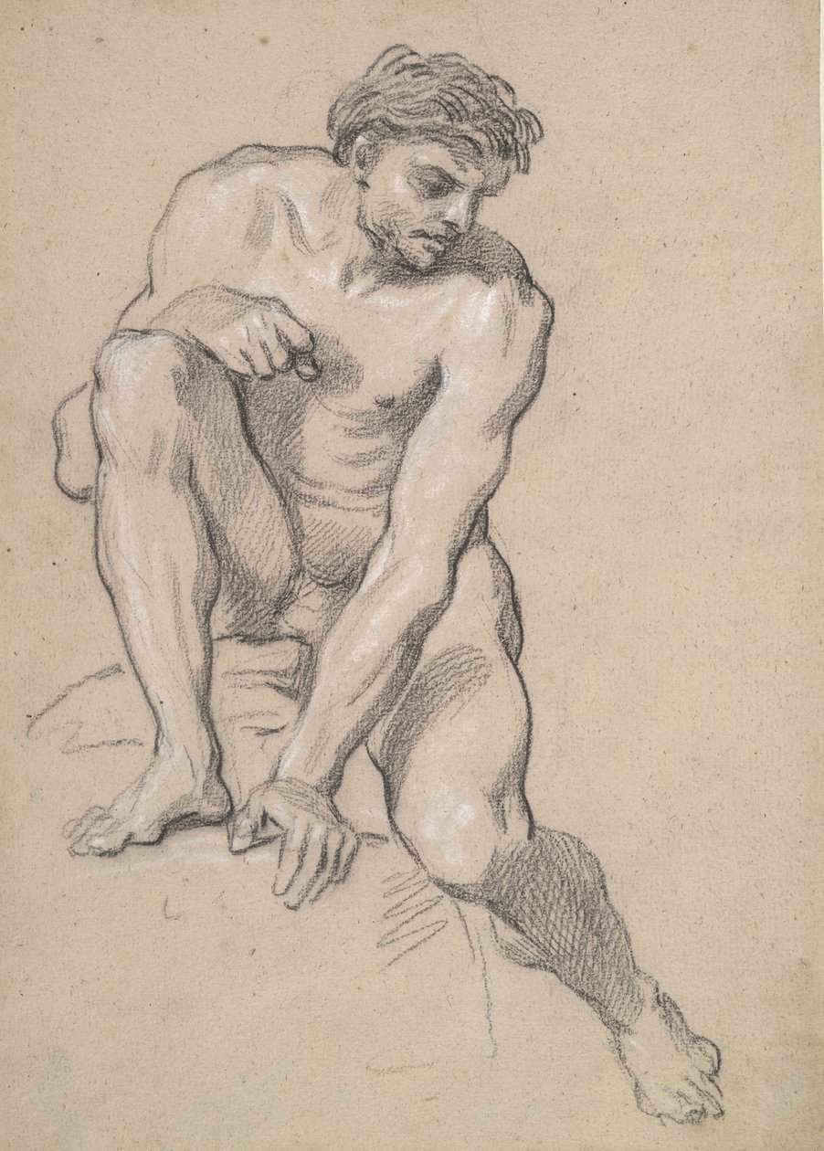 Studie av en manlig naken av Louis de Boullogne the Younger