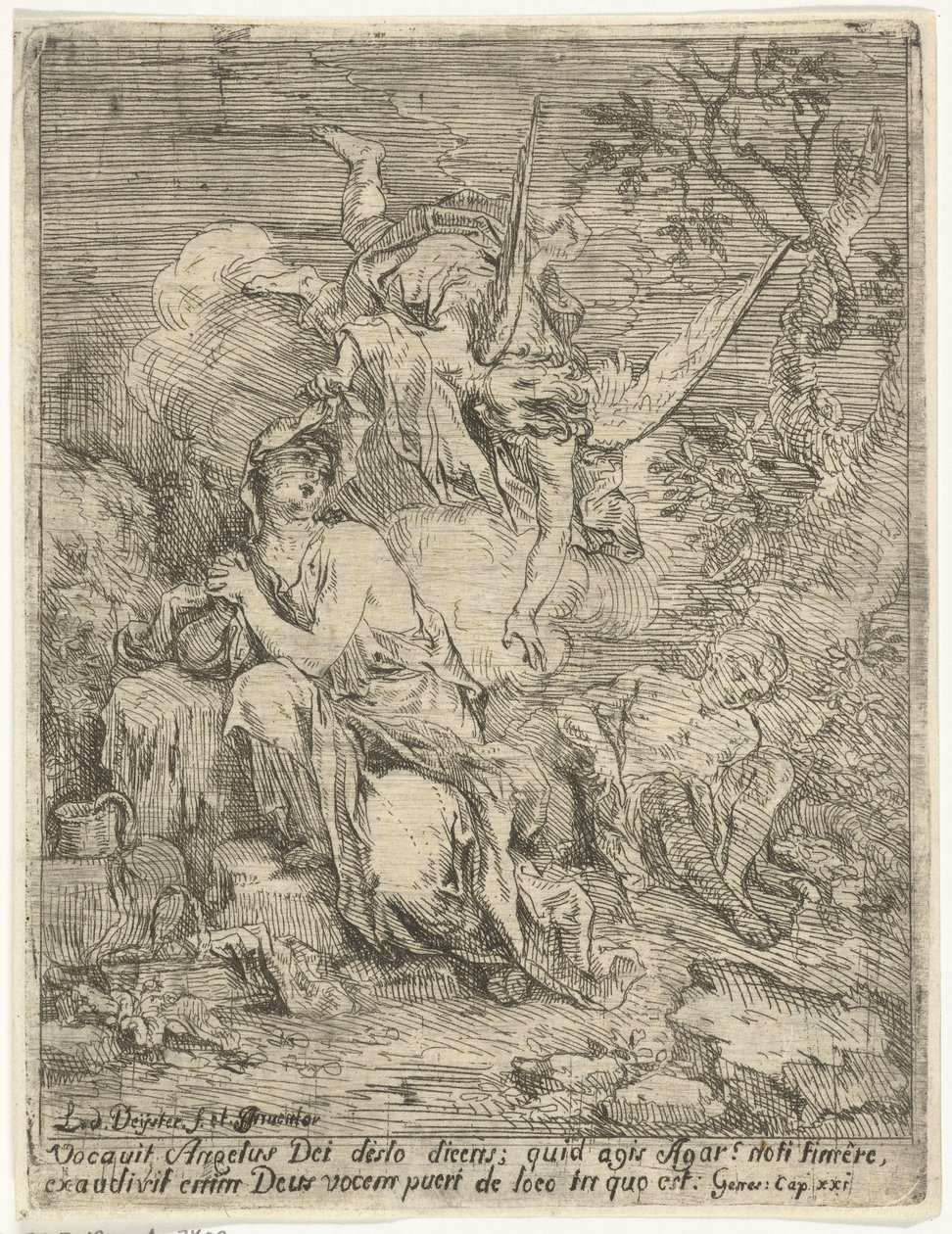Hagar och Ismael i öknen av Louis de Deyster
