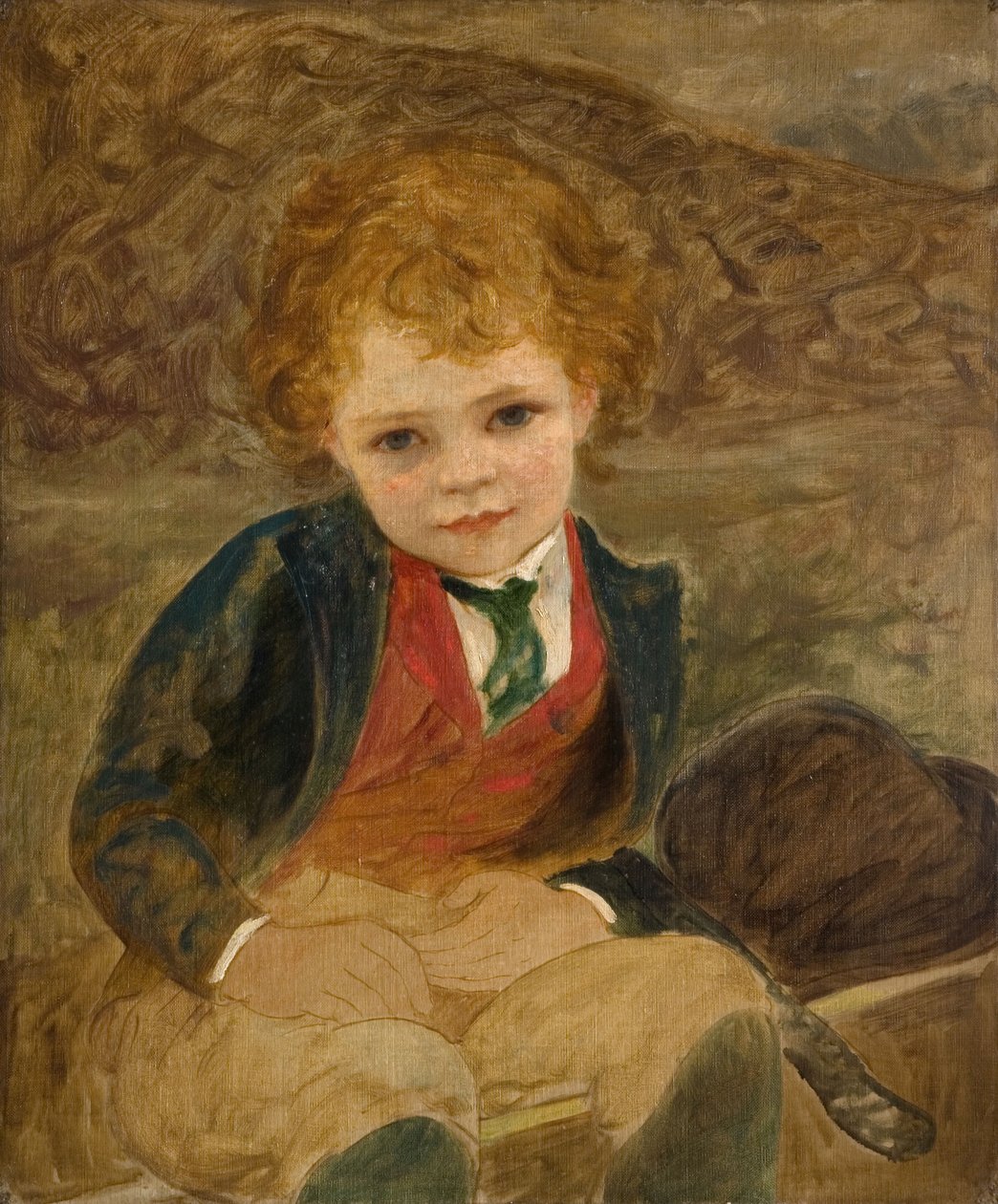 Studie av en pojke som sitter i en skottkärra, 1890. av Louisa Starr