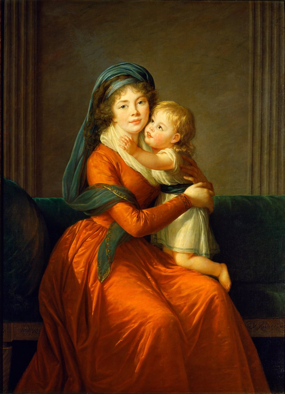 Porträtt av prinsessan Alexandra Golitsyna och hennes son Piotr av Elisabeth Louise Vigee Lebrun