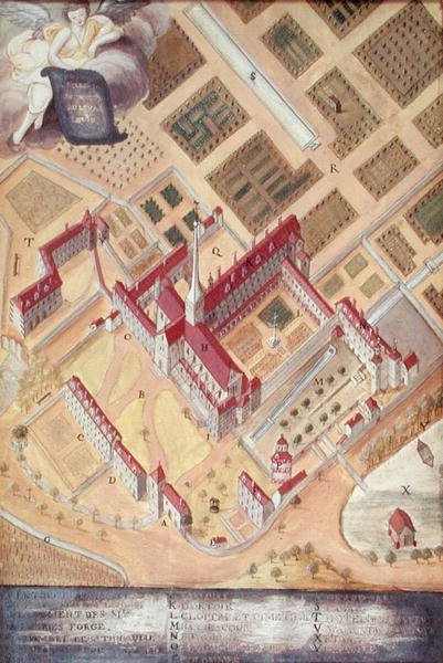 Perspektivvy av klostret, från lAbbaye de Port-Royal, ca 1710 av Louise Madelaine Cochin