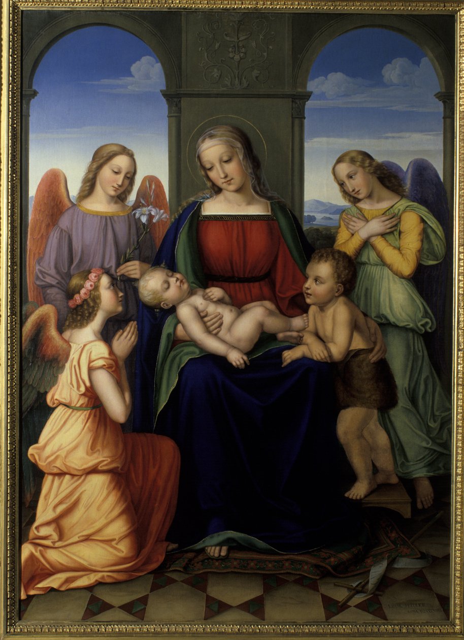 Madonna med änglar, 1823 av Louise Seidler
