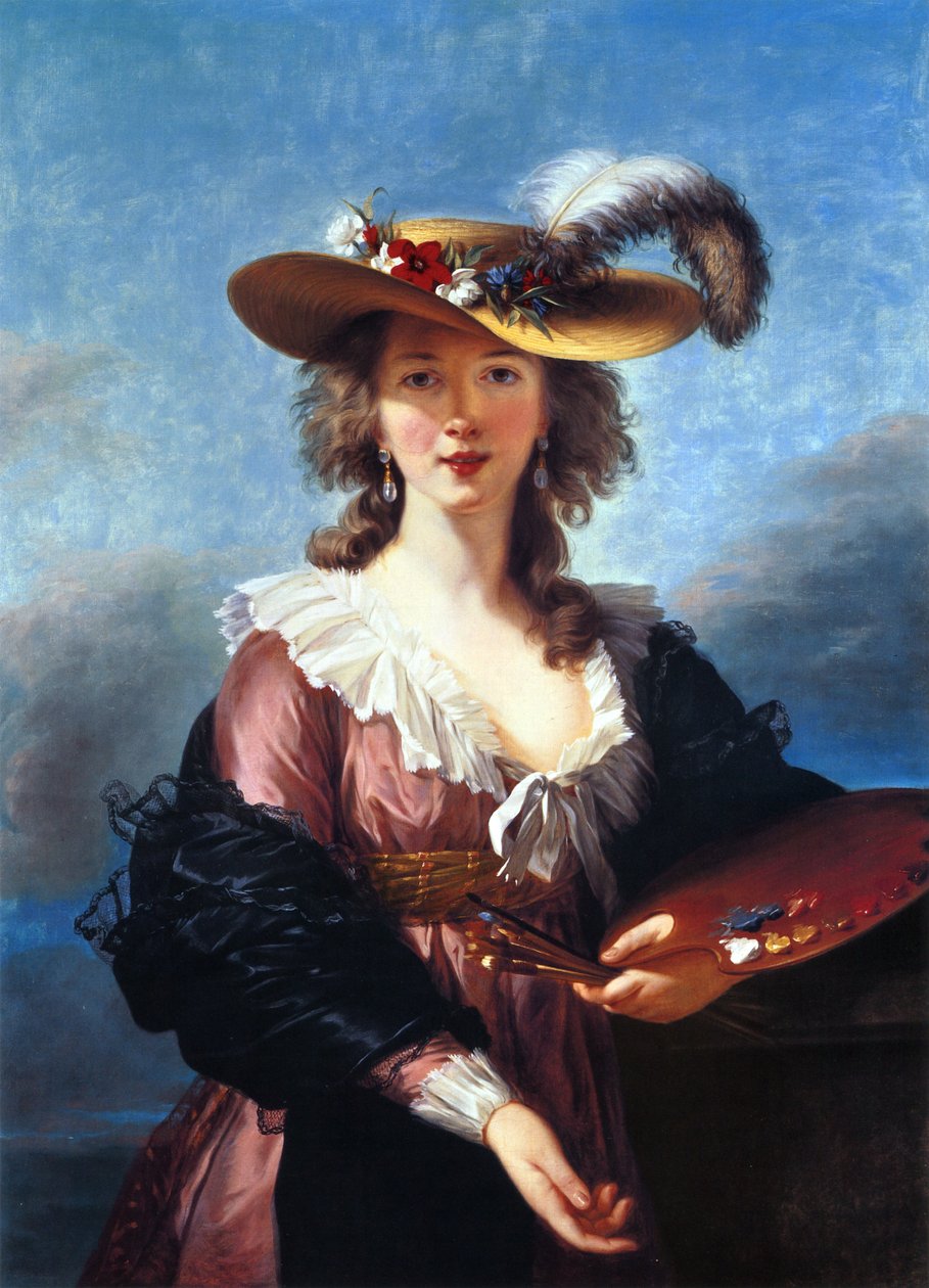 Självporträtt i en halmhatt av Elisabeth Louise Vigee Lebrun