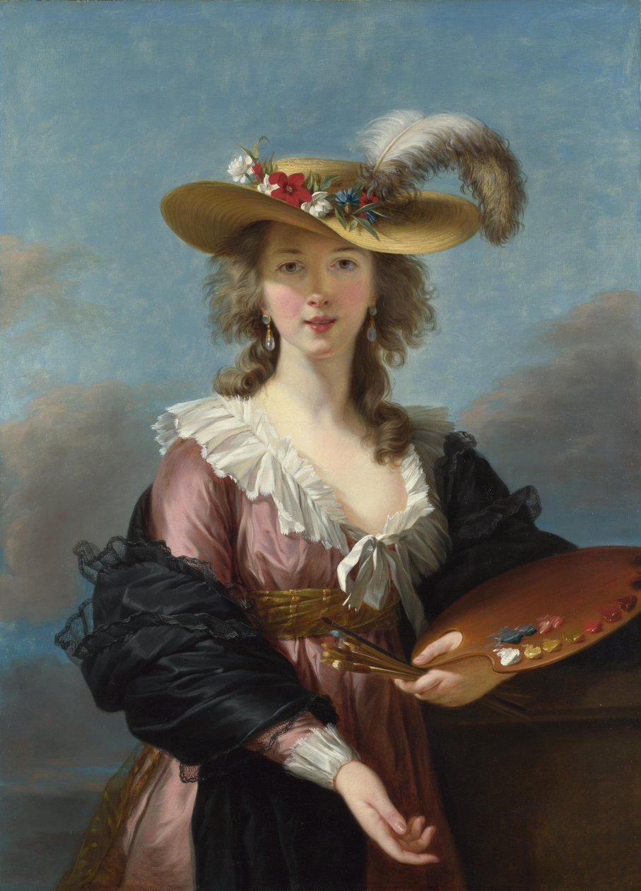 Självporträtt i en halmhatt av Elisabeth Louise Vigee Lebrun